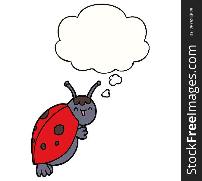 Cute Cartoon Ladybug And Thought Bubble