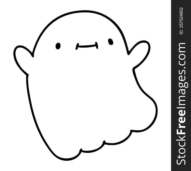 line doodle of a happy halloween ghost