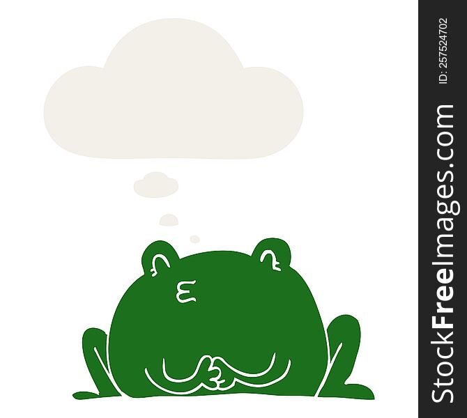 Cute Cartoon Frog And Thought Bubble In Retro Style