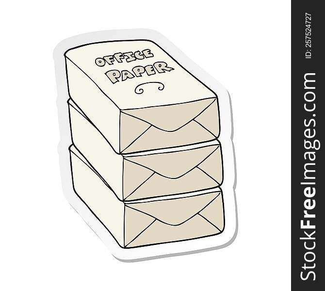 sticker of a cartoon office paper stack