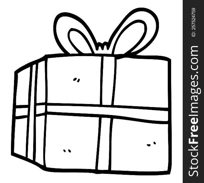line drawing cartoon wrapped present