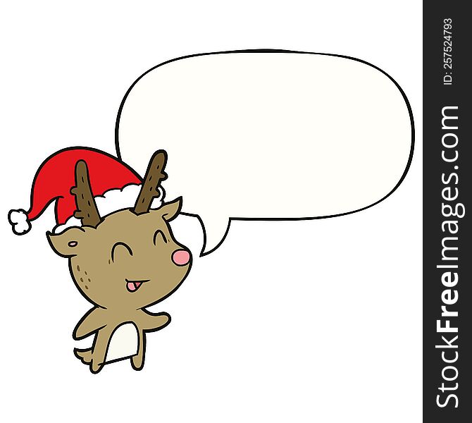 Cartoon Christmas Reindeer And Speech Bubble