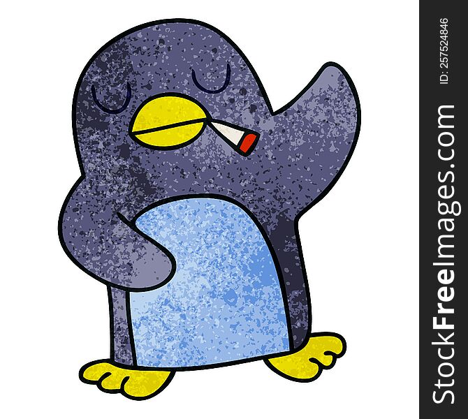 Quirky Hand Drawn Cartoon Penguin