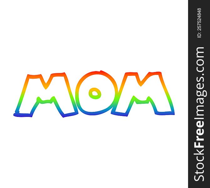 rainbow gradient line drawing of a  cartoon word mom