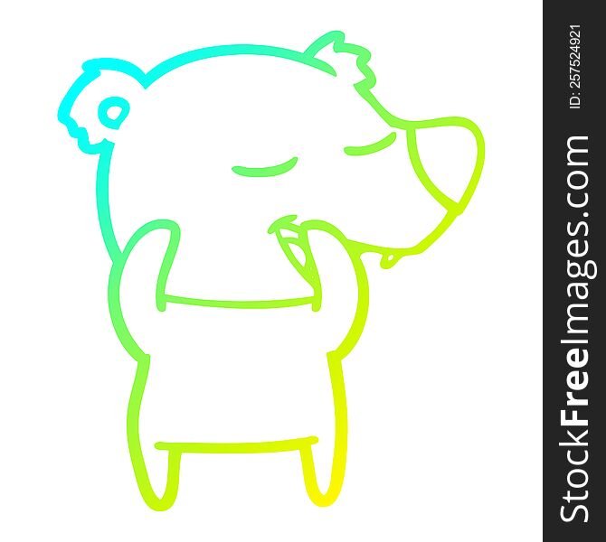 Cold Gradient Line Drawing Cartoon Polar Bear