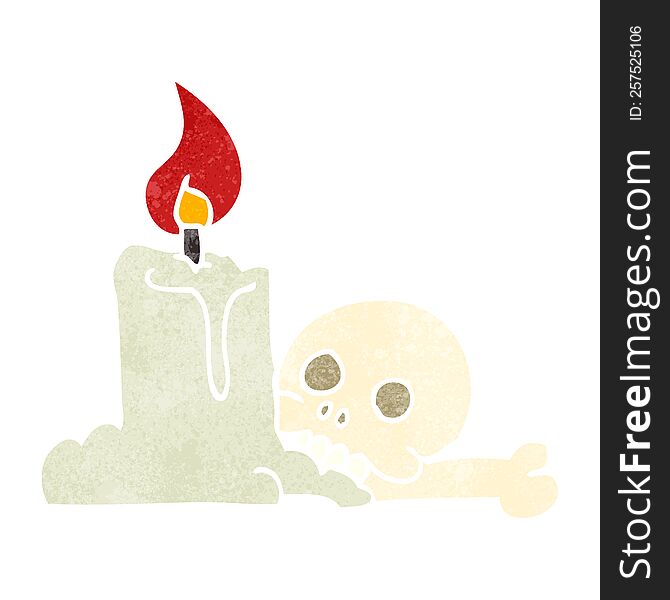Retro Cartoon Spooky Skull And Candle