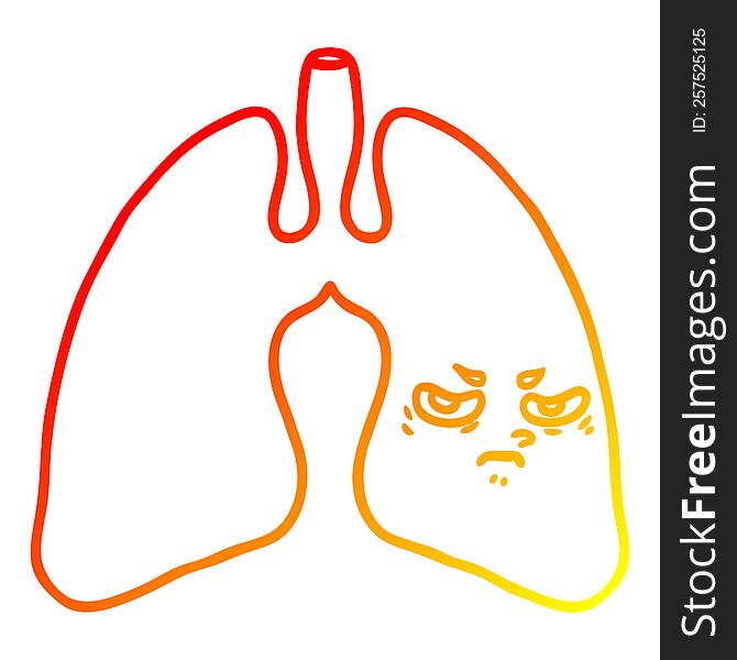 warm gradient line drawing of a cartoon lungs