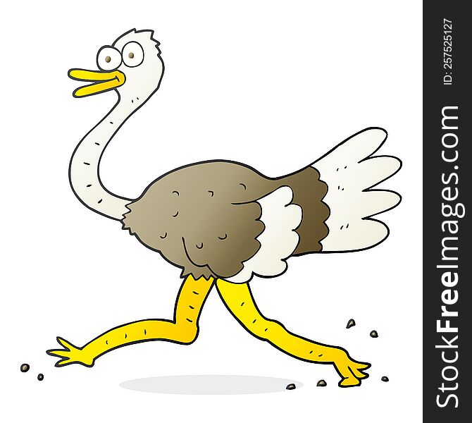 freehand drawn cartoon ostrich