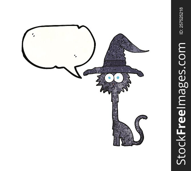 Speech Bubble Textured Cartoon Halloween Cat