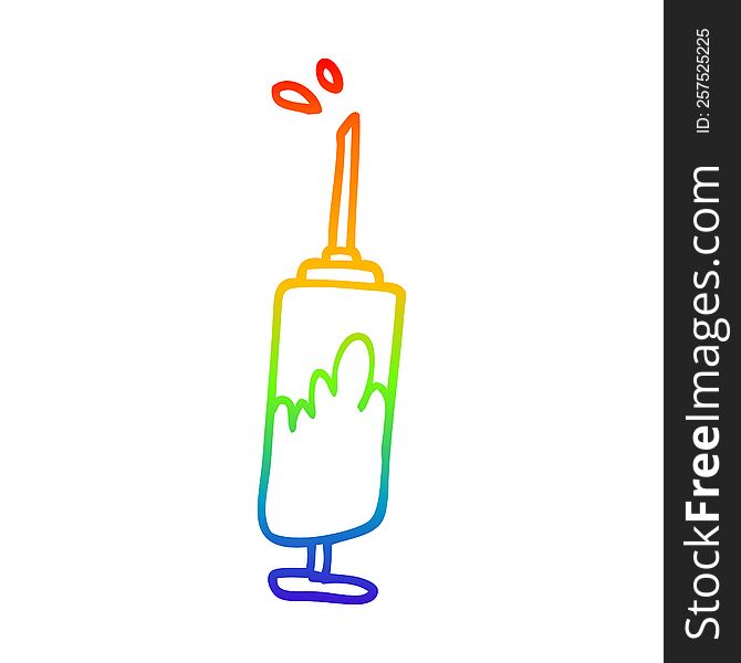 rainbow gradient line drawing cartoon fluid injection