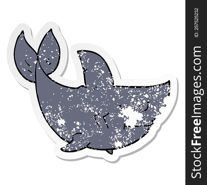 distressed sticker of a cartoon shark