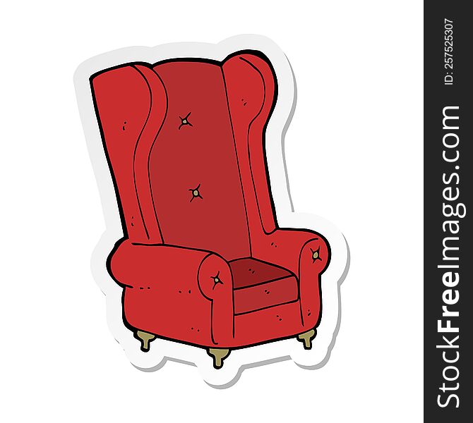 Sticker Of A Cartoon Old Armchair