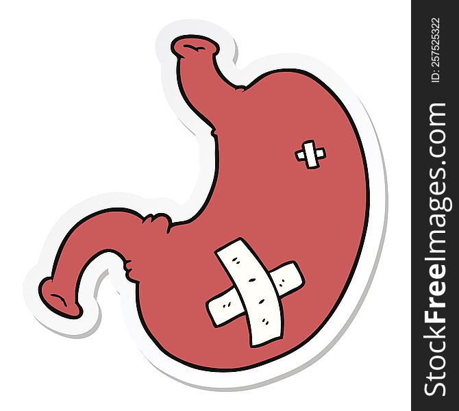 sticker of a cartoon stomach