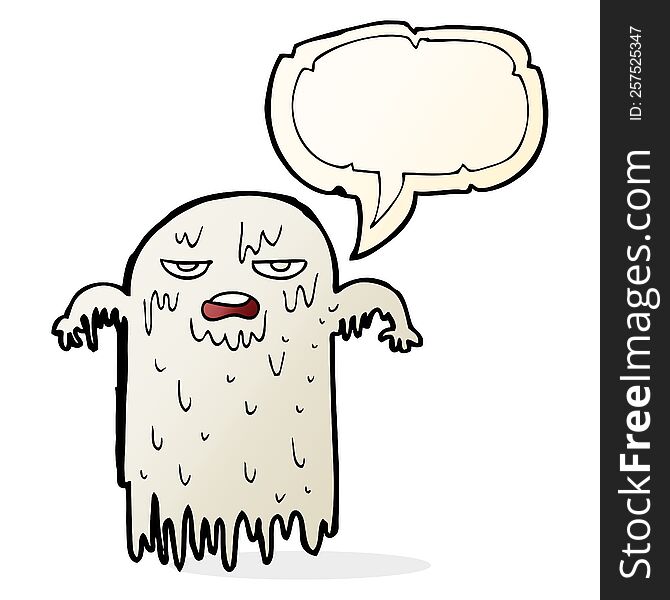 Cartoon Slimy Ghost With Speech Bubble