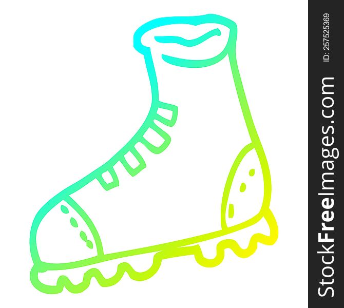 cold gradient line drawing of a cartoon walking boot