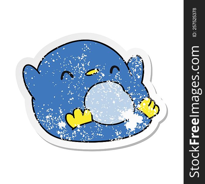 Distressed Sticker Cartoon Kawaii Of A Cute Penguin