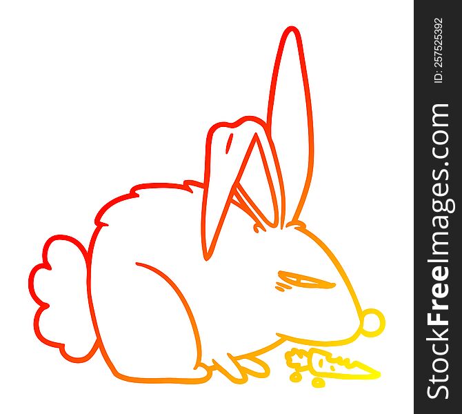 Warm Gradient Line Drawing Cartoon Annoyed Rabbit