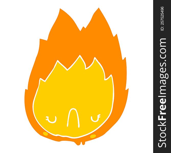 Flat Color Style Cartoon Unhappy Flame