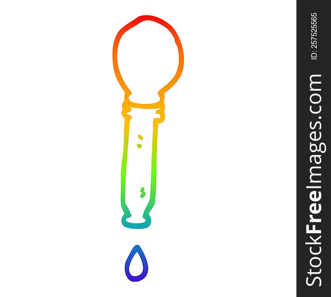 rainbow gradient line drawing of a cartoon dripping pipette