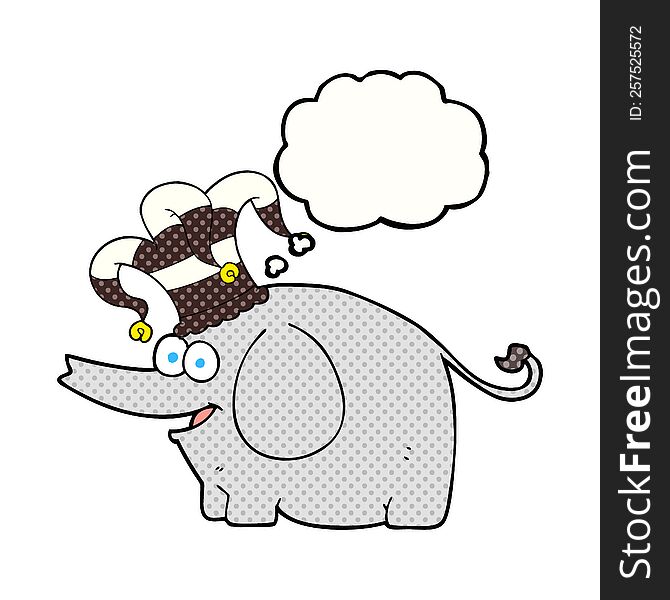 Thought Bubble Cartoon Elephant Wearing Circus Hat