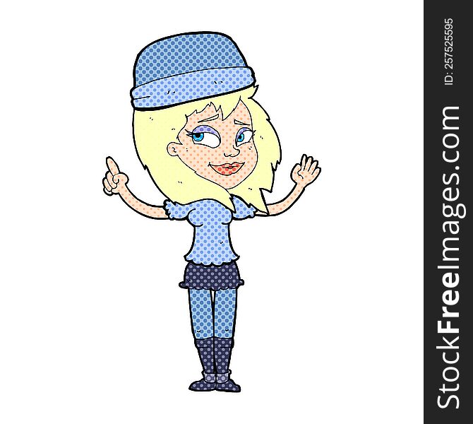 cartoon woman in hat