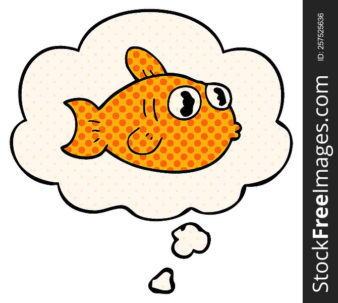 Cartoon Fish And Thought Bubble In Comic Book Style