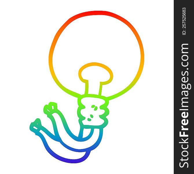 rainbow gradient line drawing of a cartoon light bulb
