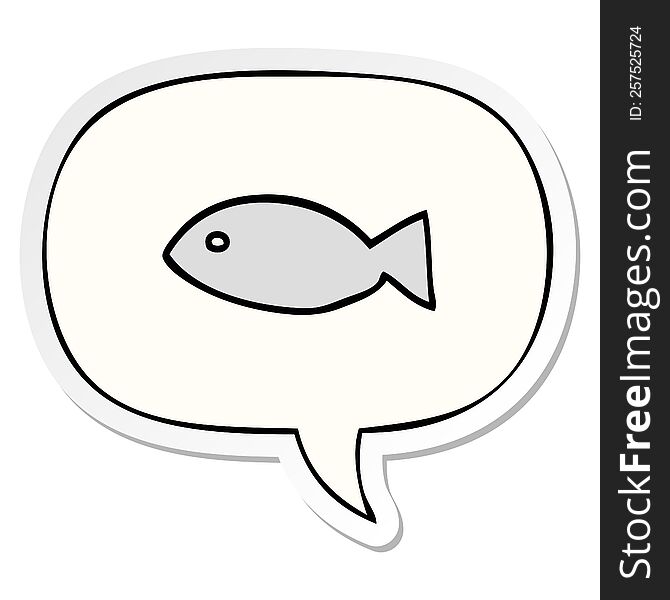 Cartoon Fish Symbol And Speech Bubble Sticker