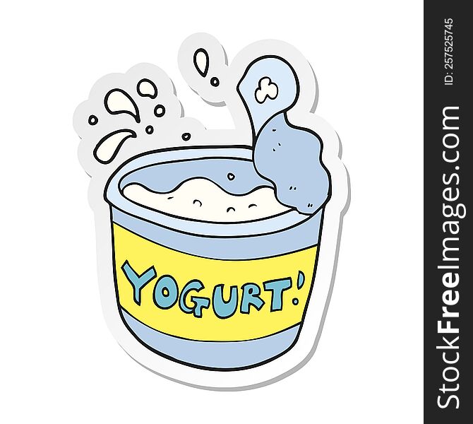 sticker of a cartoon yogurt