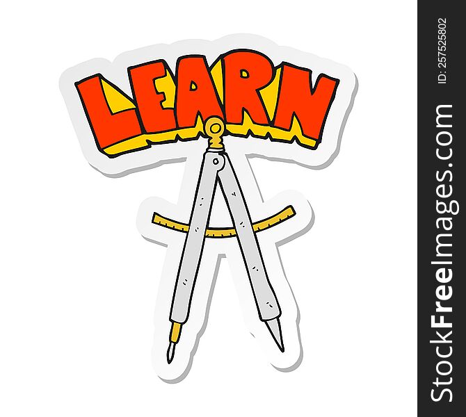 sticker of a cartoon maths compass