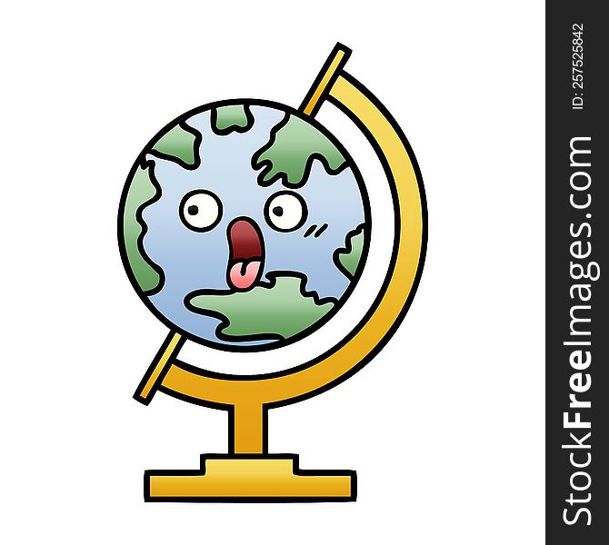 Gradient Shaded Cartoon Globe Of The World