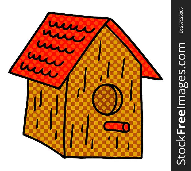 hand drawn cartoon doodle of a wooden bird house