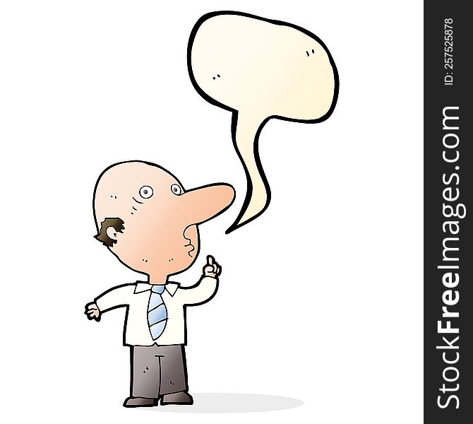 Cartoon Bald Man Asking Question With Speech Bubble