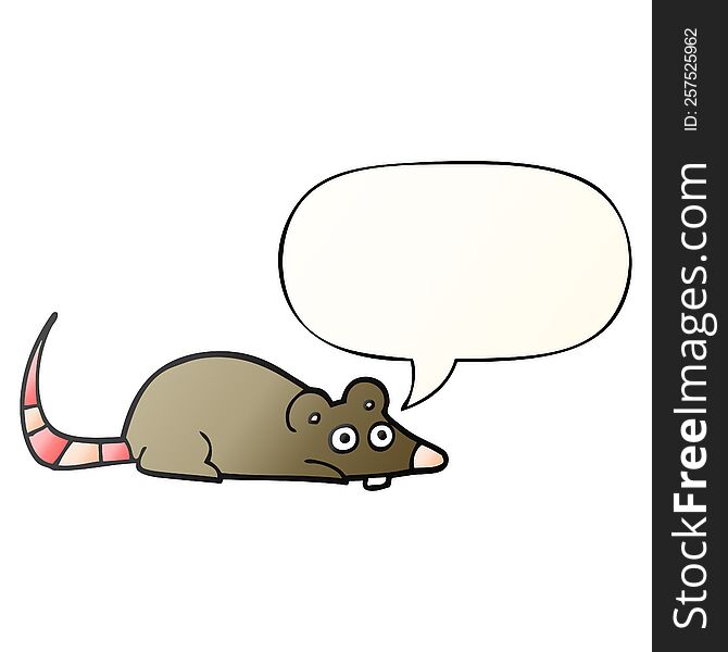 cartoon mouse and speech bubble in smooth gradient style