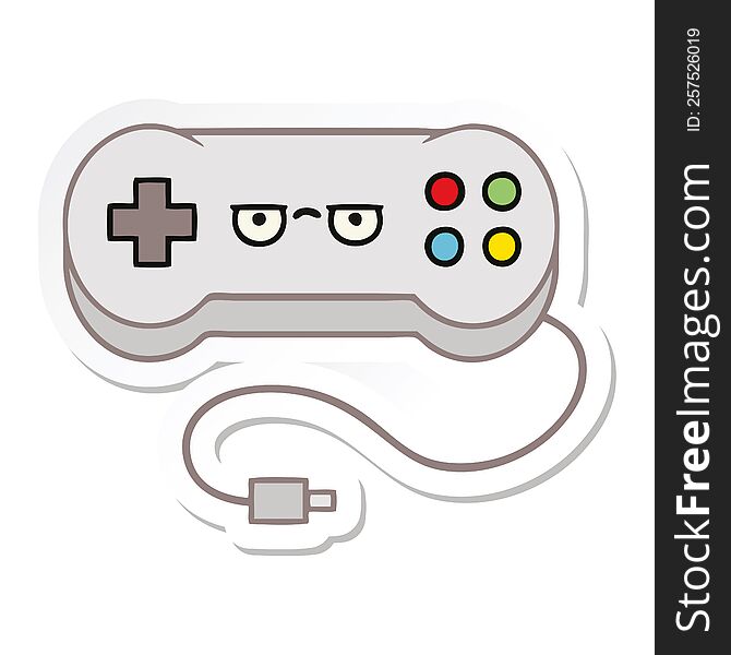 Sticker Of A Cute Cartoon Game Controller