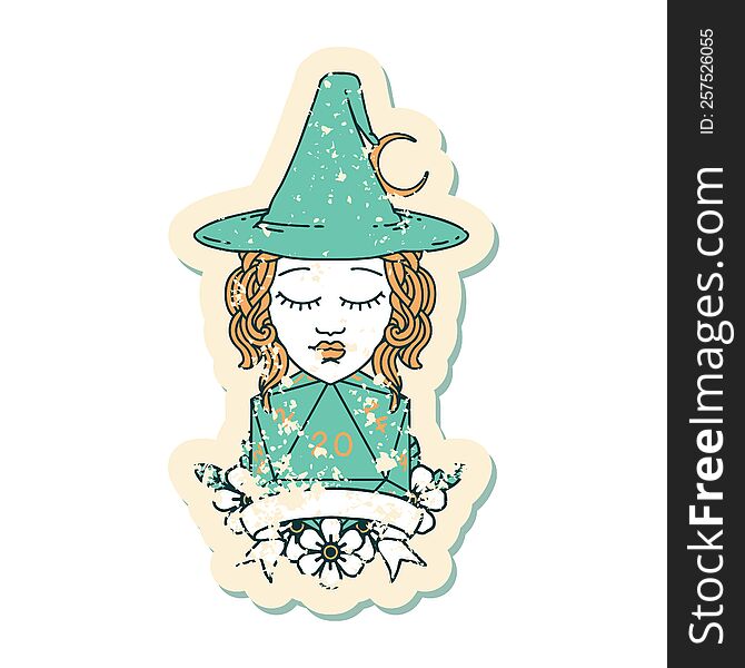 Human Witch With Natural Twenty Dice Roll Illustration