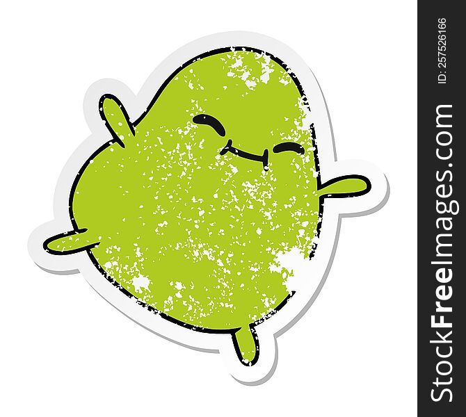 freehand drawn distressed sticker cartoon of a cute jumping bean