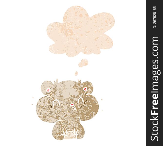 cartoon hamster with thought bubble in grunge distressed retro textured style. cartoon hamster with thought bubble in grunge distressed retro textured style