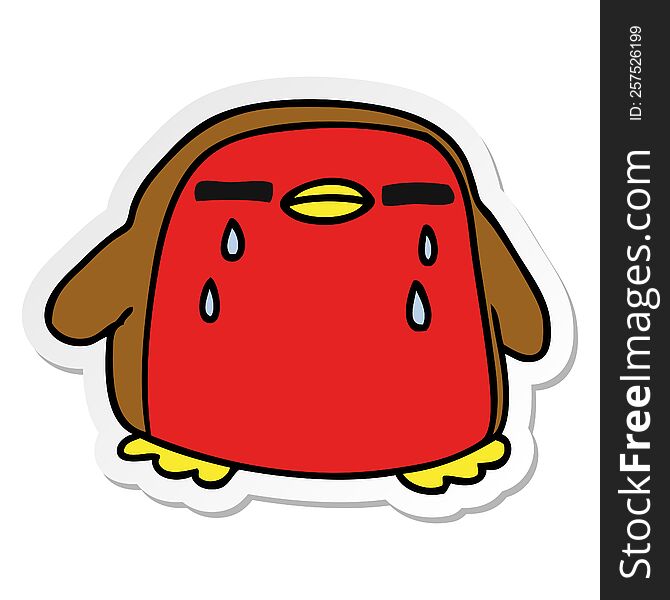 freehand drawn sticker cartoon cute kawaii red robin
