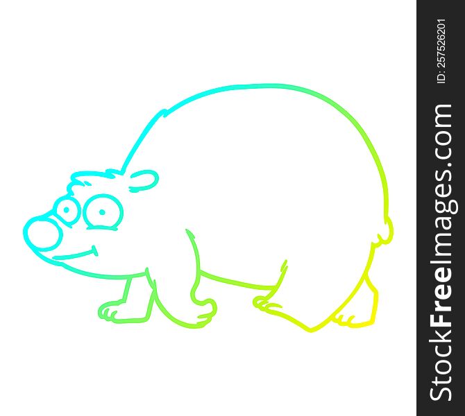 cold gradient line drawing of a cartoon walking bear