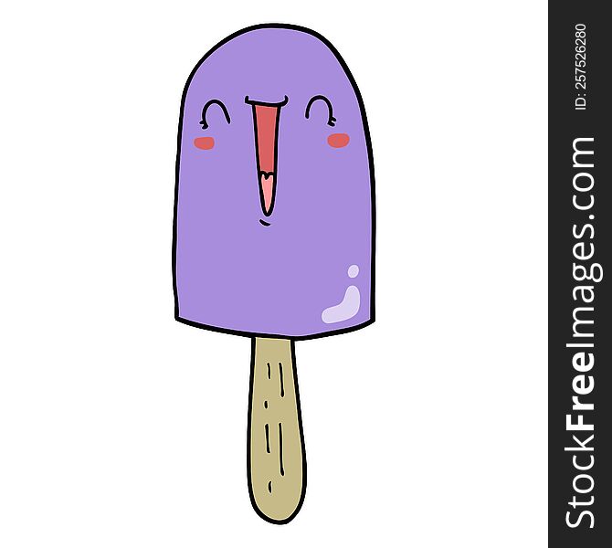cartoon happy ice lolly