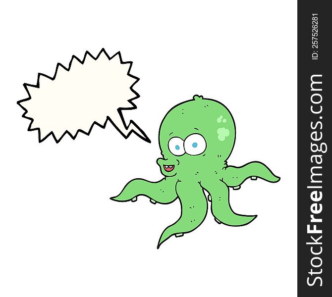 freehand drawn speech bubble cartoon octopus