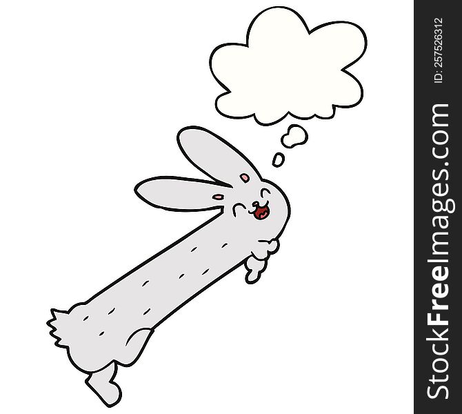 Funny Cartoon Rabbit And Thought Bubble