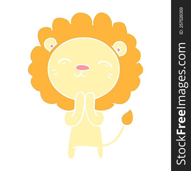 Flat Color Style Cartoon Lion
