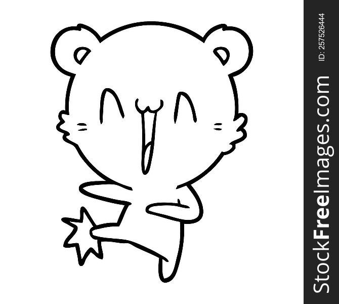 happy bear kicking cartoon. happy bear kicking cartoon