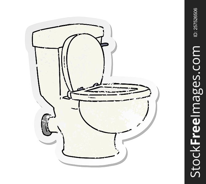 Distressed Sticker Cartoon Doodle Of A Bathroom Toilet