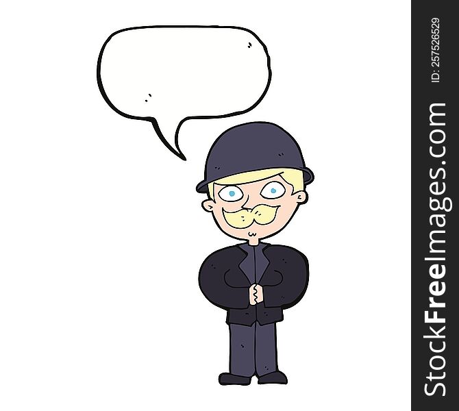 Cartoon Man In Bowler Hat With Speech Bubble