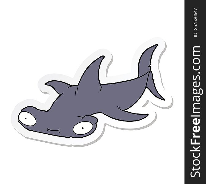 sticker of a cartoon hammerhead shark