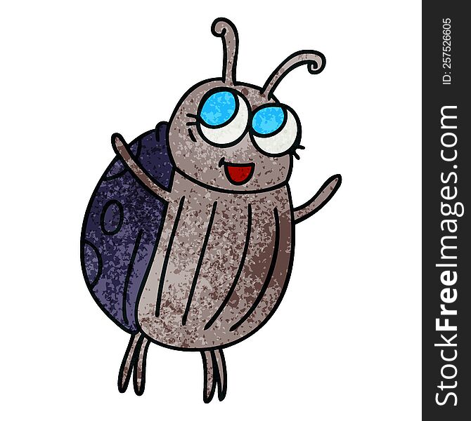 Quirky Hand Drawn Cartoon Happy Bug