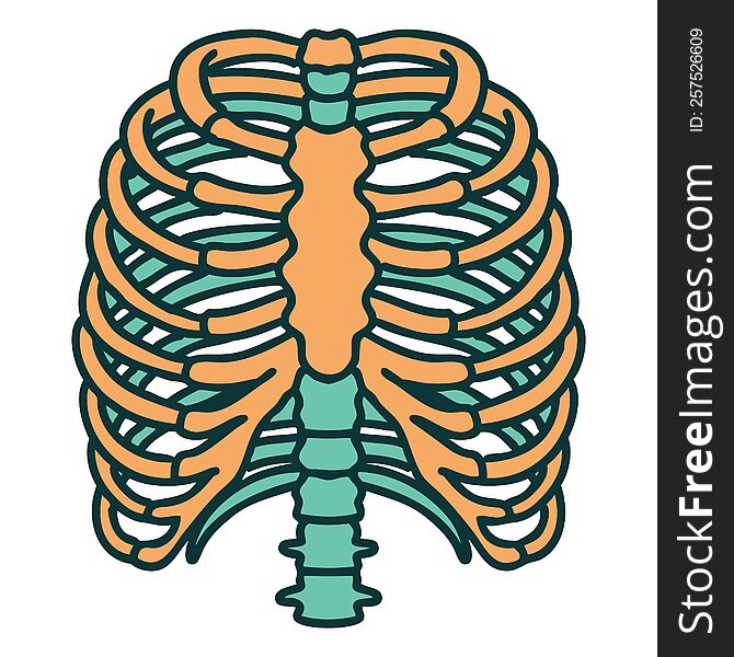 Tattoo Style Icon Of A Rib Cage